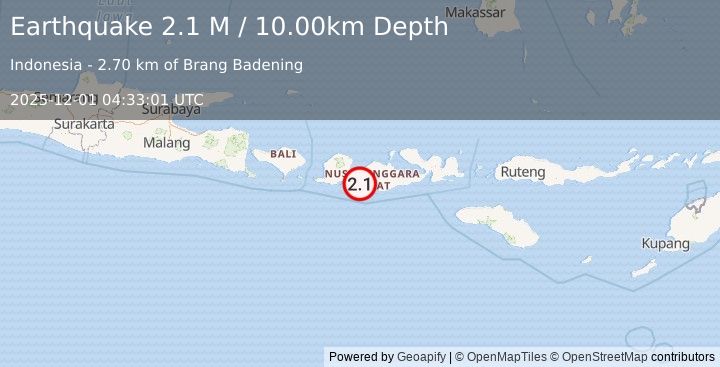 Earthquake Sumbawa Region, Indonesia (2.3 M) (2025-12-01 04:33:03 UTC)