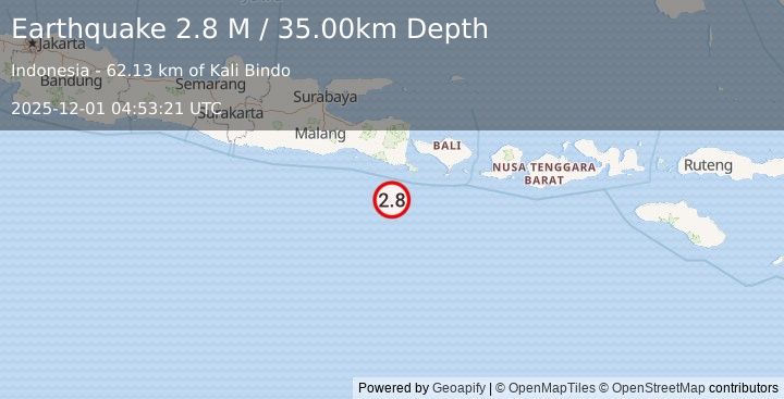 Earthquake Minahassa Peninsula, Sulawesi (2.2 M) (2025-12-01 04:54:01 UTC)