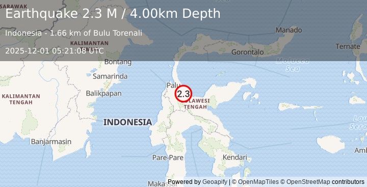 Earthquake Sulawesi, Indonesia (2.2 M) (2025-12-01 05:21:07 UTC)