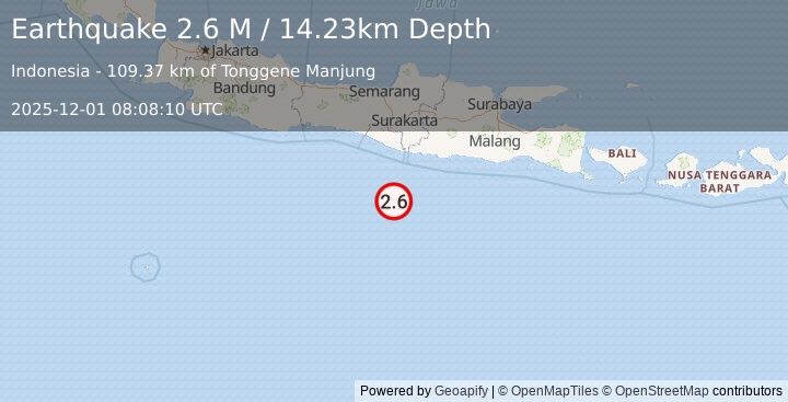 Earthquake Java, Indonesia (2.4 M) (2025-12-01 08:08:11 UTC)