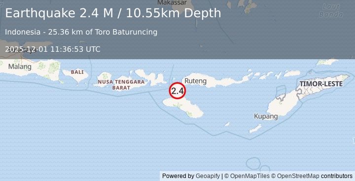 Earthquake Sumba Region, Indonesia (2.4 M) (2025-12-01 11:36:53 UTC)