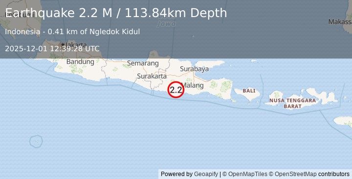 Earthquake Java, Indonesia (2.2 M) (2025-12-01 12:39:28 UTC)