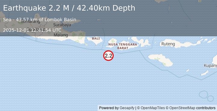 Earthquake Sumbawa Region, Indonesia (2.2 M) (2025-12-01 12:41:54 UTC)