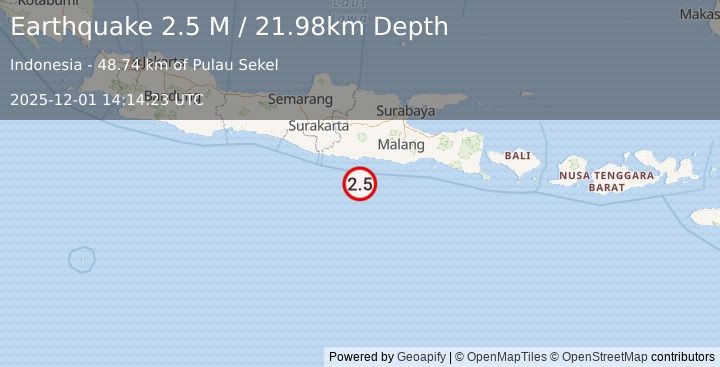 Earthquake Java, Indonesia (2.3 M) (2025-12-01 14:14:21 UTC)
