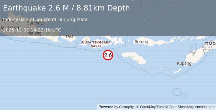 Earthquake Sumbawa Region, Indonesia (2.6 M) (2025-12-01 14:22:18 UTC)
