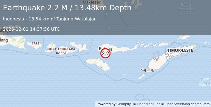 Earthquake Flores Region, Indonesia (2.2 M) (2025-12-01 14:37:56 UTC)