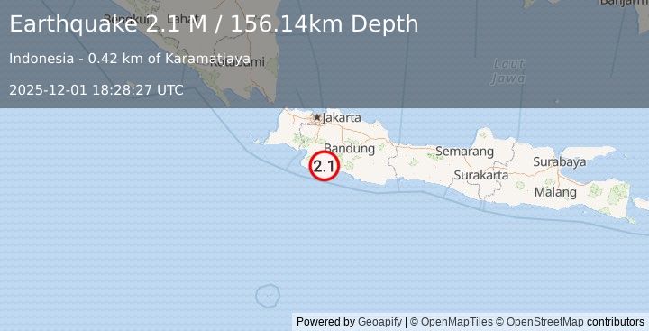 Earthquake Java, Indonesia (2.1 M) (2025-12-01 18:28:27 UTC)