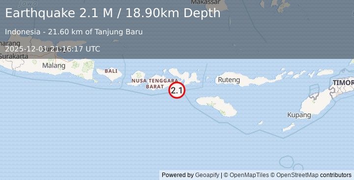 Earthquake Sumbawa Region, Indonesia (2.1 M) (2025-12-01 21:16:17 UTC)