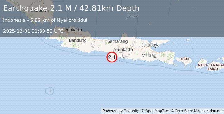 Earthquake Java, Indonesia (2.2 M) (2025-12-01 21:39:51 UTC)