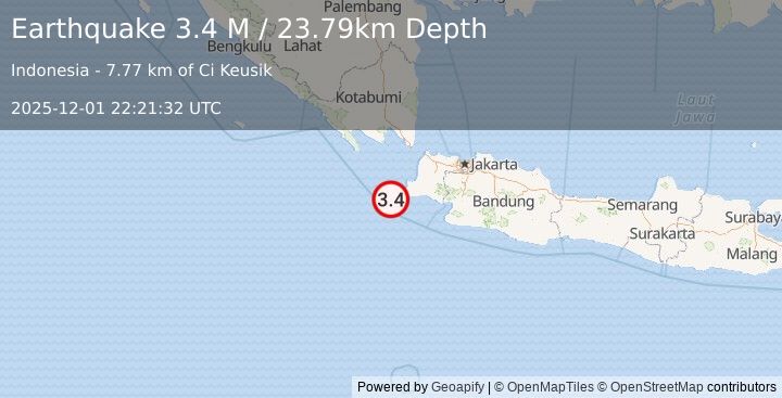 Earthquake Sunda Strait, Indonesia (3.5 M) (2025-12-01 22:21:31 UTC)
