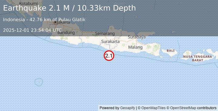 Earthquake Java, Indonesia (2.1 M) (2025-12-01 23:54:04 UTC)