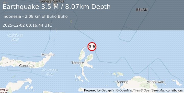 Earthquake Halmahera, Indonesia (3.5 M) (2025-12-02 00:16:43 UTC)