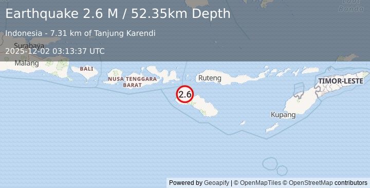 Earthquake Sumba Region, Indonesia (2.3 M) (2025-12-02 03:13:37 UTC)
