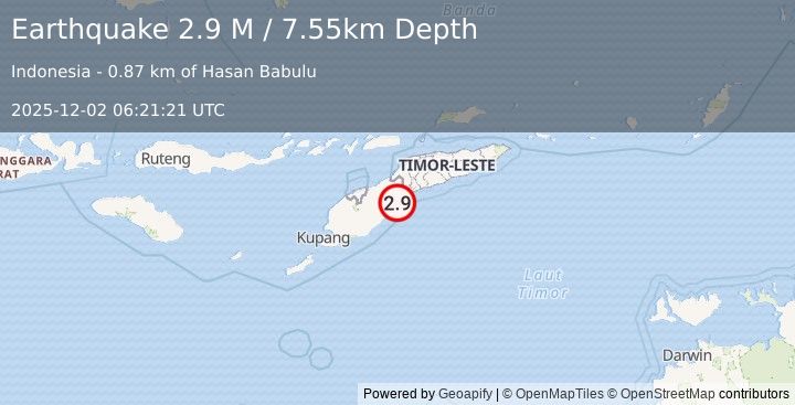 Earthquake Timor Region (3.2 M) (2025-12-02 06:21:16 UTC)