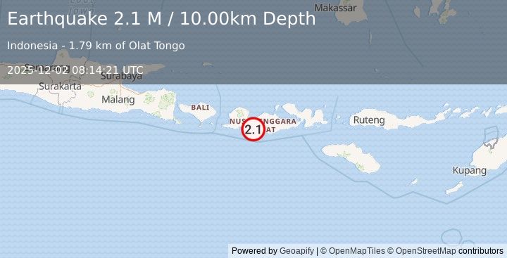 Earthquake Sumbawa Region, Indonesia (2.2 M) (2025-12-02 08:14:20 UTC)