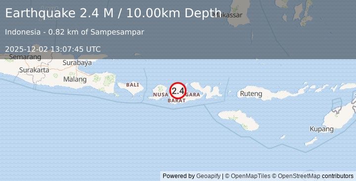 Earthquake Sumbawa Region, Indonesia (2.4 M) (2025-12-02 13:07:45 UTC)