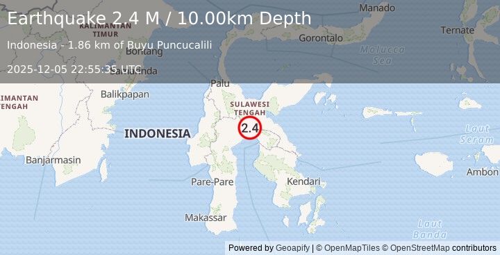 Earthquake Sulawesi, Indonesia (2.4 M) (2025-12-05 22:55:35 UTC)