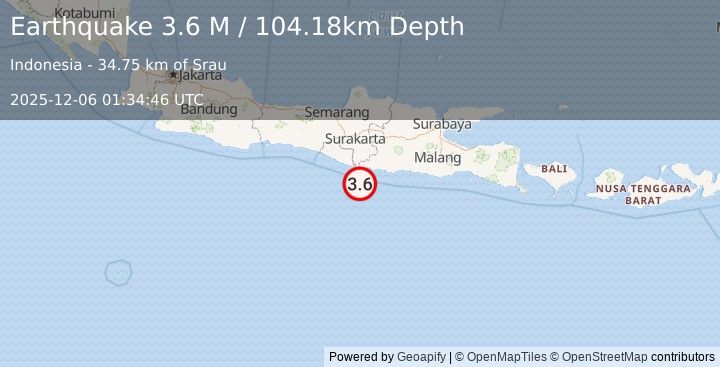 Earthquake Java, Indonesia (3.5 M) (2025-12-06 01:34:50 UTC)