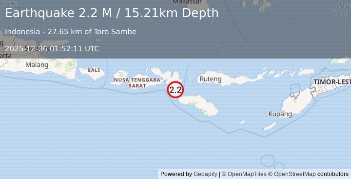 Earthquake Sumbawa Region, Indonesia (2.2 M) (2025-12-06 01:52:11 UTC)