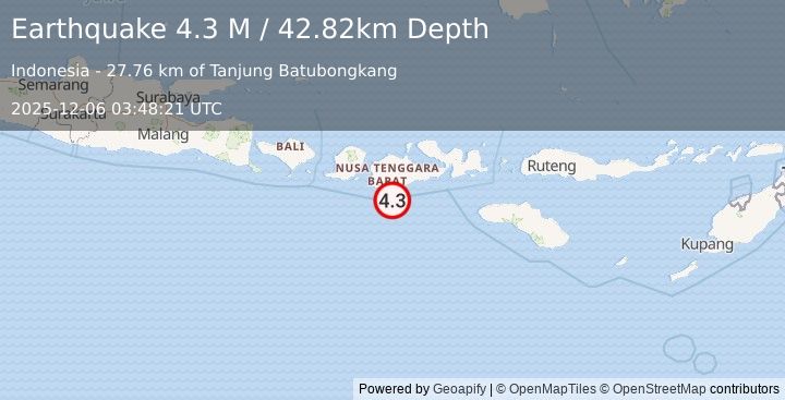 Earthquake Sumbawa Region, Indonesia (4.3 M) (2025-12-06 03:48:21 UTC)