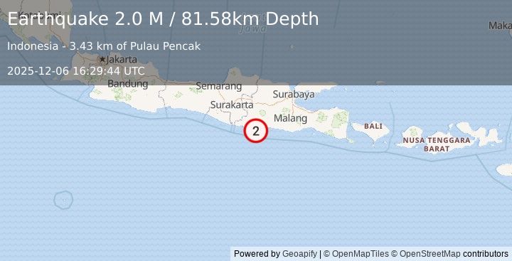 Earthquake Java, Indonesia (2.0 M) (2025-12-06 16:29:44 UTC)
