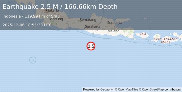 Earthquake South of Java, Indonesia (2.5 M) (2025-12-06 18:55:23 UTC)