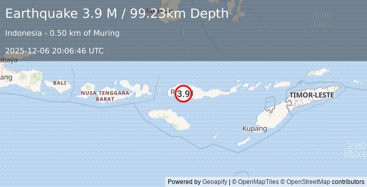 Earthquake Flores Region, Indonesia (3.9 M) (2025-12-06 20:06:46 UTC)