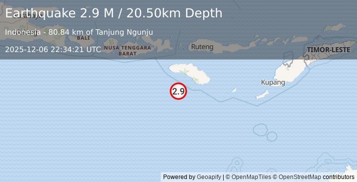 Earthquake Sumba Region, Indonesia (3.0 M) (2025-12-06 22:34:23 UTC)