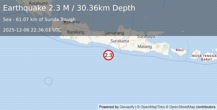 Earthquake Java, Indonesia (2.3 M) (2025-12-06 22:36:01 UTC)