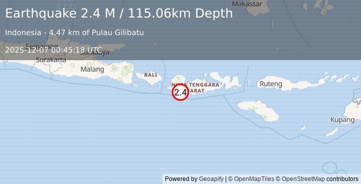 Earthquake Sumbawa Region, Indonesia (2.4 M) (2025-12-07 00:45:18 UTC)