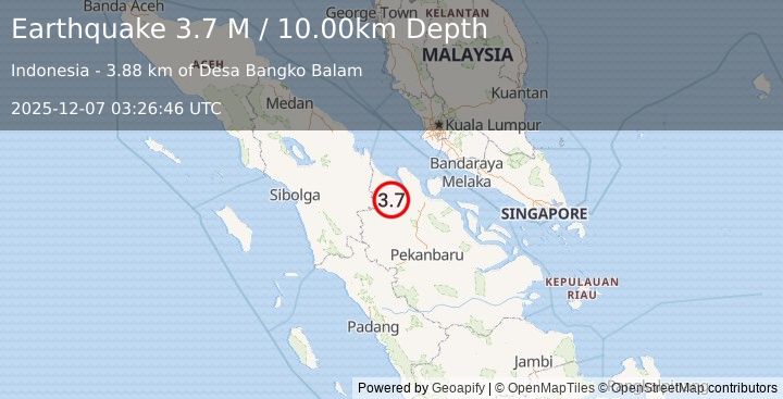 Earthquake Northern Sumatra, Indonesia (3.5 M) (2025-12-07 03:26:45 UTC)