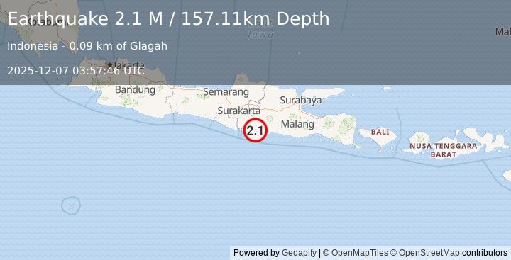 Earthquake Java, Indonesia (2.1 M) (2025-12-07 03:57:47 UTC)