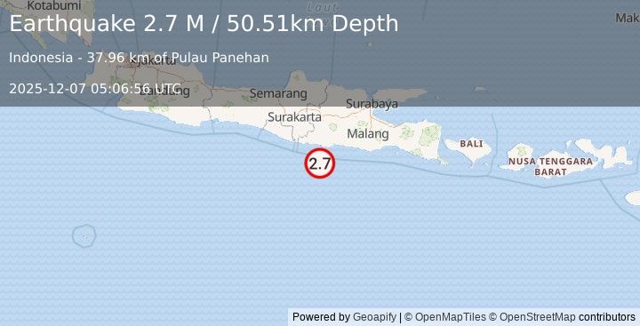 Earthquake Java, Indonesia (2.6 M) (2025-12-07 05:06:56 UTC)