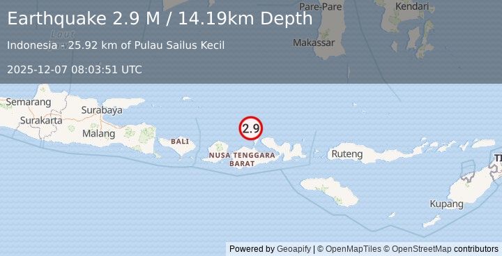 Earthquake Bali Sea (2.9 M) (2025-12-07 08:03:51 UTC)
