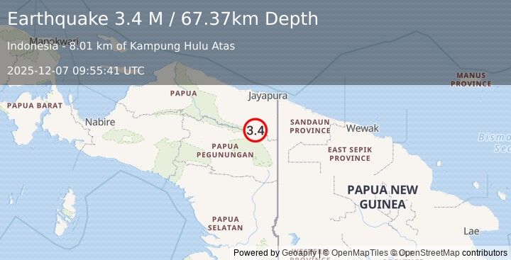 Earthquake West Papua, Indonesia (3.3 M) (2025-12-07 09:55:44 UTC)
