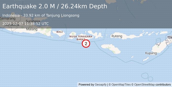 Earthquake Sumbawa Region, Indonesia (2.0 M) (2025-12-07 11:38:52 UTC)