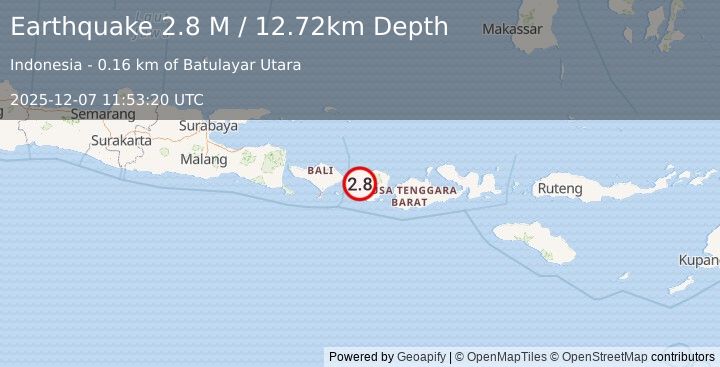 Earthquake Sumbawa Region, Indonesia (2.7 M) (2025-12-07 11:53:21 UTC)