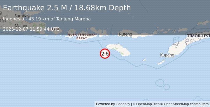 Earthquake South of Sumbawa, Indonesia (2.5 M) (2025-12-07 11:59:44 UTC)