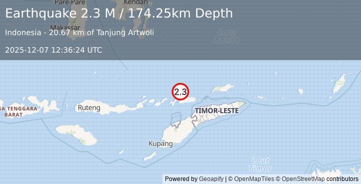 Earthquake Timor Region (2.6 M) (2025-12-07 12:36:23 UTC)
