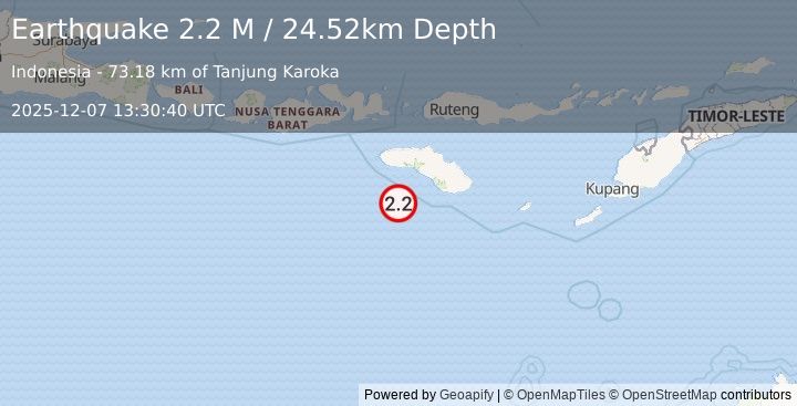 Earthquake Sumba Region, Indonesia (2.2 M) (2025-12-07 13:30:40 UTC)