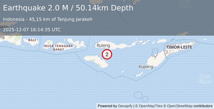 Earthquake Sumba Region, Indonesia (2.0 M) (2025-12-07 16:14:35 UTC)