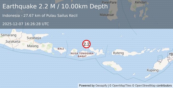 Earthquake Bali Sea (2.2 M) (2025-12-07 16:26:28 UTC)