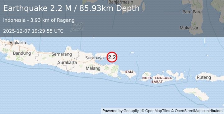 Earthquake Java, Indonesia (2.2 M) (2025-12-07 19:29:55 UTC)