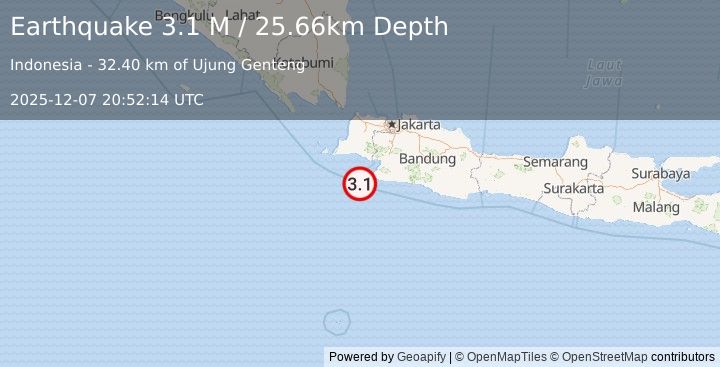 Earthquake Java, Indonesia (3.0 M) (2025-12-07 20:52:14 UTC)
