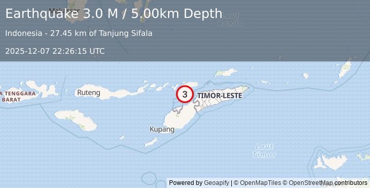 Earthquake Timor Region (3.0 M) (2025-12-07 22:26:15 UTC)
