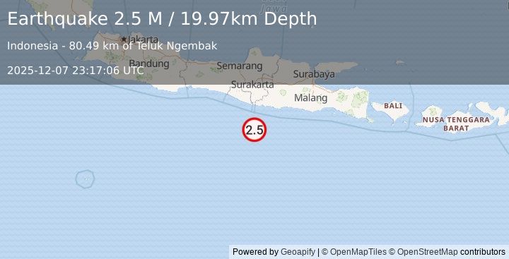 Earthquake Java, Indonesia (2.4 M) (2025-12-07 23:17:05 UTC)