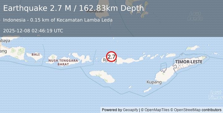 Earthquake Flores Region, Indonesia (2.8 M) (2025-12-08 02:46:20 UTC)