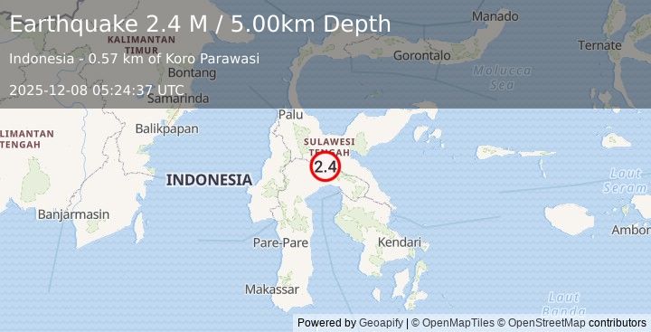 Earthquake Sulawesi, Indonesia (2.5 M) (2025-12-08 05:24:36 UTC)