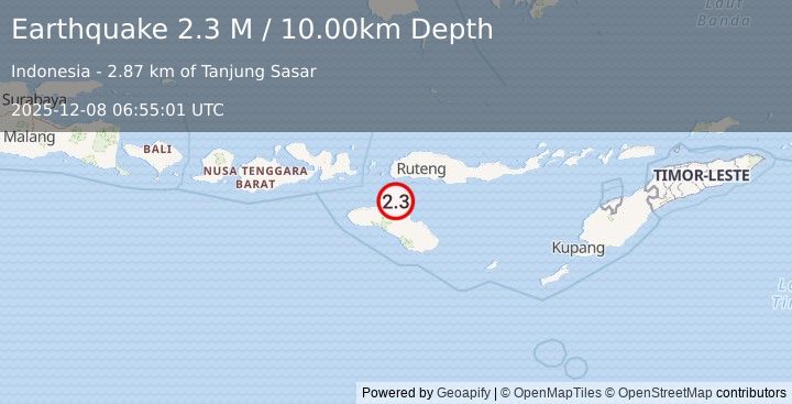 Earthquake Sumba Region, Indonesia (2.3 M) (2025-12-08 06:55:01 UTC)