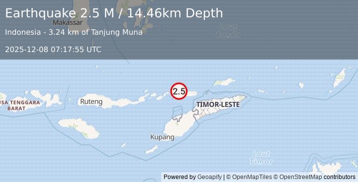Earthquake Timor Region (2.6 M) (2025-12-08 07:17:56 UTC)